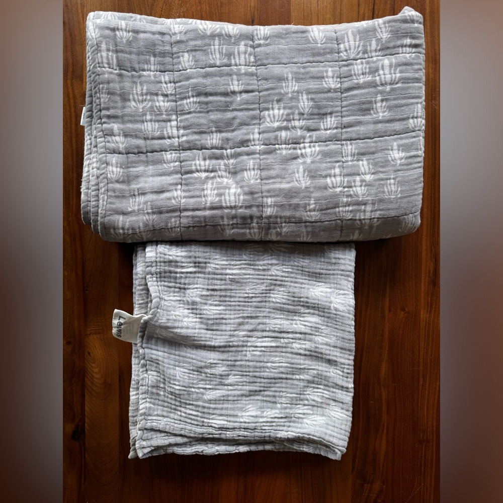 Lewis is home quilt and swaddle seaweed print